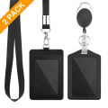 2 Pack of ID Card Holder with Neck Lanyard Strap and Retractable Badge Reel. 