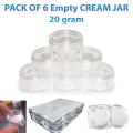 pack of 6 Empty Cosmetic Containers With outer Acralic Box Makeup Face Cream Pot Jar Refillable Cosmetic 20 gm. 