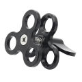 Ball Clamp 3 Holes Diving Lights Arm Ball Butterfly Clip Mount Bracket for Action Camera Flashlight Tripod,Black. 