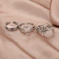 Vintage Hip Pop Butterfly Heart Ring Set for Women Silver Color Plated Mermaid Charm Opening Adjustable Rings Finger Jewelry. 