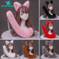 Green Home Fox Headband Tail Set Decorative Anti-slip Fox Ears Tail Set. 