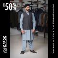 Kapok Anchor Grey V-Shaped Waistcoat for Men. 