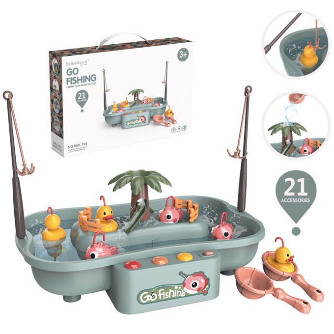 Go Fishing Game Board Play Set - Fish Catching Game for Kids with Flashing Lights & Musical Melodies 21 Pcs Assorted Color