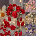 Artificial flowers Rose Fairy Lights Delicate 1.5M length Fairy lights Artificial Rose Flower String Light Red Pink color. 