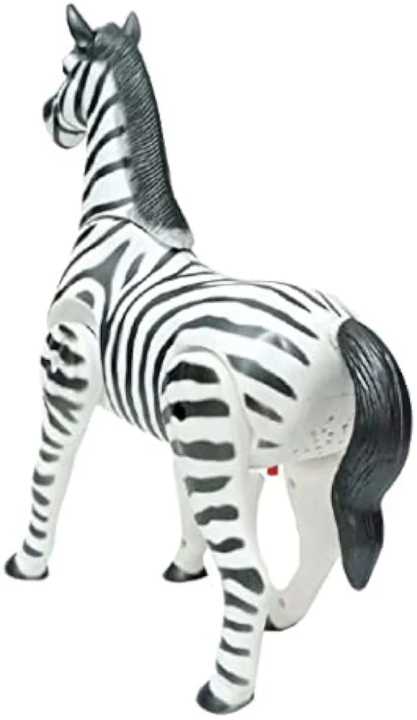 Battery Operated Walking Zebra Toy Horse Toy - Shakes Head, Wags Tail, Moves Around