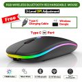 Rechargeable - Wireless Mouse Ultra Slim Gaming Mouse RGB Dual Mode 5.1 Bluetooth Mouse Rechargeable Battery Gaming RGB USB Wireless Optical Mouse With Silent Clicks Black 2.4G Backlit Mice - Plug and Play For Laptop, PC, Computer, MacBook, iPad, Smart TV. 