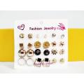 Ranaai-Earrings set of 12 pairs for girls fashion tops studs Jewellery store Assorted Multiple Stud for Women Simple Cute Ball heart butterfly CZ Studs Set Golden Tone. 