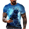 Men's T-shirt 3D tiger printing fashion funny animal graphic T-shirts leisure o-neck oversized short sleeve street trend tops. 