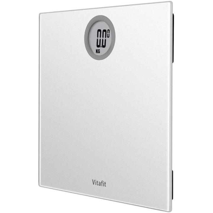 Vitafit Digital Bathroom Scales Weighing Scales with Step-On Technology, LCD Display(Stone/kgs/lbs),Tempered Glass Silver