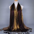 Fashion Golden Wire Tassel Shawl Checkered Hijab Scarf Color Contrast Party Style Long Shawl Women Shimmer Scarves Hijab. 