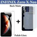 Infinix Zero X Neo Tempered Glass Screen Protector Polish Glass and Back Matte Protector Soft Skin Sheet Soft Film Protection - Value Combo Deal. 