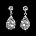 Vintage Waterdrop Pendant Necklace Earrings Silver Wedding Jewelry Set SEVICH. 