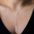 NK547 Punk Women Jewelry Minimalist Tiny Dainty Collier Unique Round Circle Bar Pendant Short Clavicle Necklace For Girl Chain Golven Toy. 