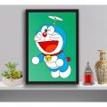 Doraemon cartoon Hanging Glass Photo Frame in Premium Glossy Photo Paper A4 8x12” size for Home Decor and Decoration Accessories. 