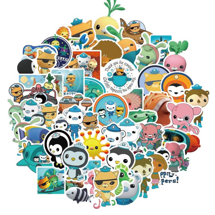 50pcs Octonauts Stickers Cute Ocean Animated Cartoon Image Decoration Suitcase Notebook Waterproof Graffiti Children Sticker