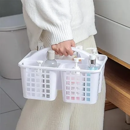 Portable%20Shower%20Caddy%20Basket%20with%20Compartments%20Cleaning%20Supplies%20Organizer%20with%20Handle%20Plastic%20Storage%20Divided%20Basket%20Tool%20Bin%20for%20Bathroom,%20Bedroom,%20Kitchen,%20College%20Dorm,%20Under%20Sink,%20White%20-%20Image%202