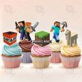 Pack of 12 Minecraft Theme Cupcake Toppers, Baby Boy & Girl Birthday Party Celebration & Perfect Birthday gift. 