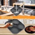 Non-Stick Egg Frying Pan, 4-Hole Pancake Pan with Non-Stick Coating, Rectangular Frying Pan with Anti-scald Handle, for Breakfast, Fried Egg, Pancakes, for Induction Cookers & Gas Stoves. 