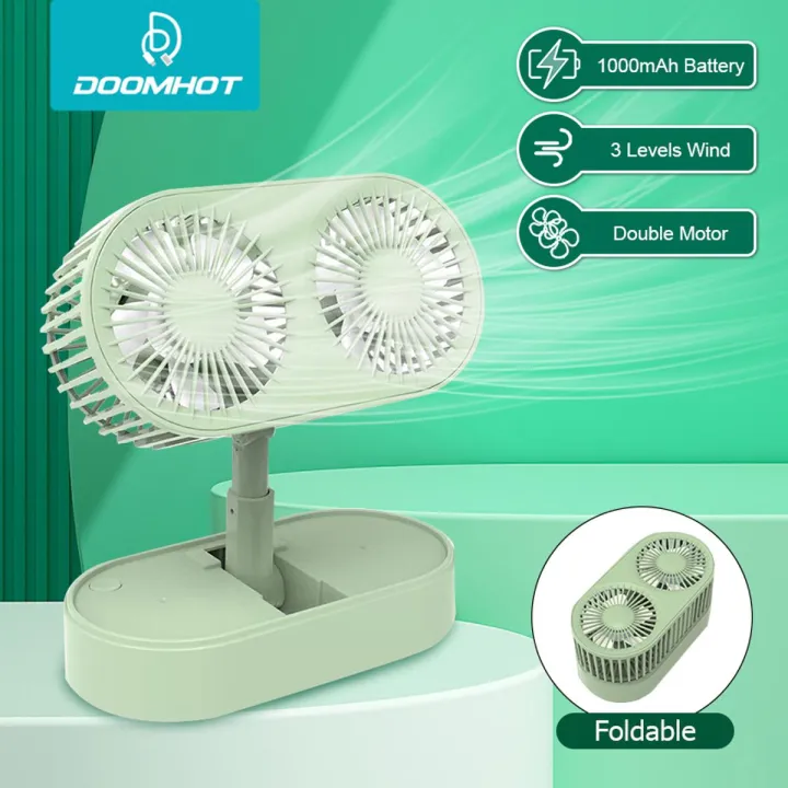 DoomHot%20Rechargeable%20Fan%20Double-Head%20Fan%20Desktop%20Electric%20Fan%20Mute%20Strong%20Wind%20Fan%20Fold-able%20Adjustable%20Washable%20Fan%20Telescopic%20Fan%203%20Speeds%20USB%20Rechargeable%20Fan%20Portable%20Table%20Fan%20Folding%20Fan%20for%20Office%20Car%20-%20Image%202