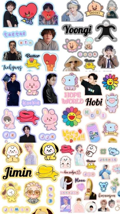PACK%20OF%20%202%20GET%201%20FREE%20BTS%20Stickers%20Koran%20Boys%20and%20Girls%20Fans%20BT21%20KPOP%20Uncut%20-%20Image%202