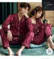Couple Nightwear Satin Fabric 2-Piece Nighty Suit Set – Unisex, Comfortable & Luxurious. 