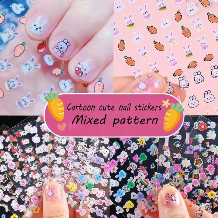 5-Sheet%20Kids%20Waterproof%203D%20Cartoon%20Bunny%20Flower%20Heart%20Rabbit%20&%20Princess%20Nail%20Art%20Stickers%20Decals%20for%20Baby%20Girls%20-%20Image%206