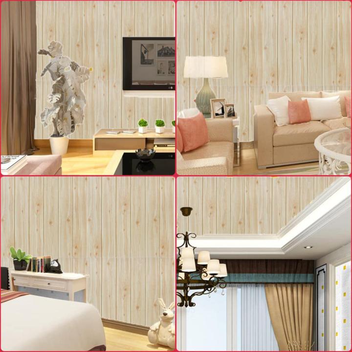 Pack of 4 pcs 3D Wood Grain Wall Panels, Self Adhesive Waterproof PE ...