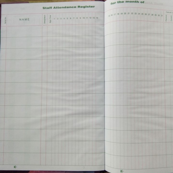 Staff Attendance, Teacher Attendance Register For School, Colleges, Universities and Offices , Maintain and keep Record of Employees Attendance