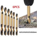 6Pcs Portable Double-headed Twist Auger Drill Bit Set HSS High Hardness Double Ended Drill Bits Professional High Quality Hole Opener. 