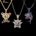 Cubic Zircon Mask Ghost Pendant Necklace Men Miami Cuban Chain Choker Ice Out Neckalce Hip Hop Anime Ghost Pendant Party Jewelry. 