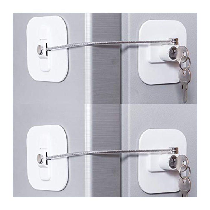 NCANRUI Refrigerator Lock, Mini Fridge Lock with Key for Adults, Lock for a Fridge, Cabinet Door(White 2Pack)