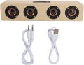 Four Retro Wireless Speaker,12W S6 Wooden Sound TV Portable Speaker Support Plugin Card/FM/Receiving Voice Prompts,for Home,Outdoor,Travel (Log Wood Grain (English Version)). 