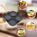 Non-Stick Egg Frying Pan, 4-Hole Pancake Pan with Non-Stick Coating, Rectangular Frying Pan with Anti-scald Handle, for Breakfast, Fried Egg, Pancakes, for Induction Cookers & Gas Stoves. 