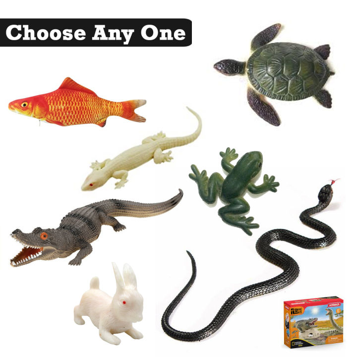 Mini Size Soft Rubber Realistic Figure Rabbit Lizard Snake Frog Turtle Alligator Crocodile Fish Animal Toys Set For Kids Boys and Girls - Fun Prank Toy Wild Animals Dinosaur Jungle Zoo Dinosaurs