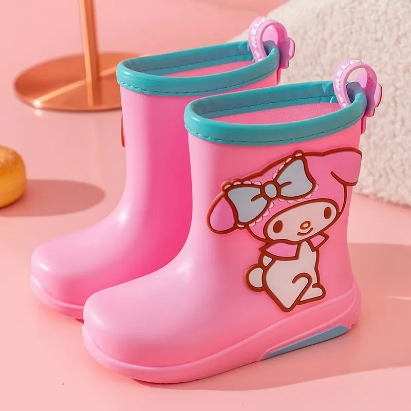 HOT Kuromi Rain Boots Original Cinnamoroll Water Shoes With Fleece Cover Girls Wearing Non Slip Cartoon Cute Hello Kitty Rain Boots Daraz.pk