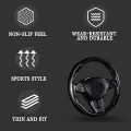 Universal Carbon Fiber Anti Slip Steering Wheel Easy Grips Trims New Style. 
