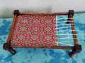 ANTIQUE DESIGN Solid Bamboo Wood Serving Tray Charpai Tray , Tea Coffee Food Platter Tray Home Decoration Sindhi Ajrak Style. 
