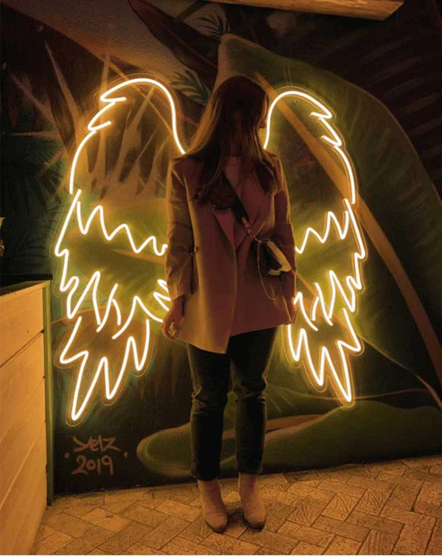 Angel Wings (Pair) Neon Sign - Neon Lights  Neon lights  Neon lights for room  neon lights for room name  light  lights for decoration   lights for room decoration  Wall Decoration items  Wall Decoration items for home  Neon Walls