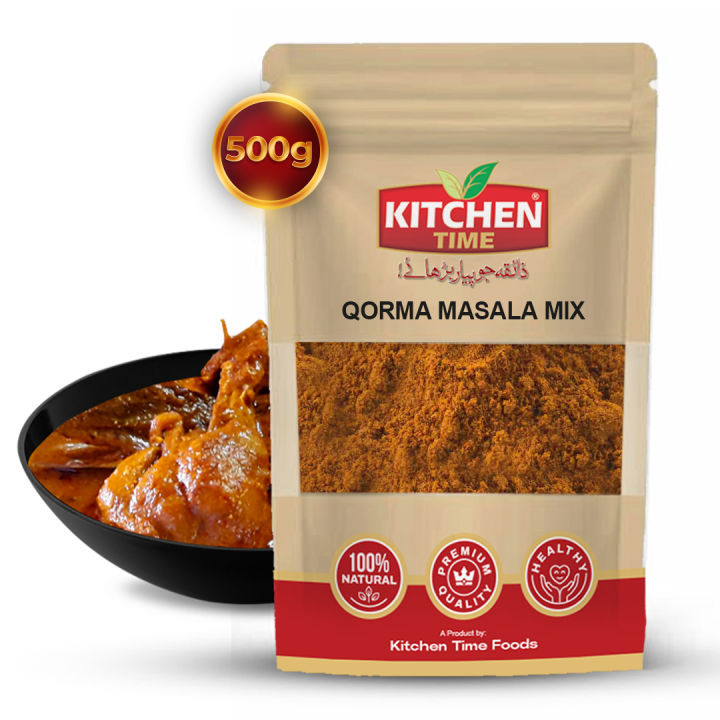 Qorma Masala - Qorma Spices - Qorma Recipe Mix Masala - Cooking masala - Qorma Packet - Pure Ingredients - Recipe Mix - Qorma Masala 500g Pack By Kitchen Time Foods.