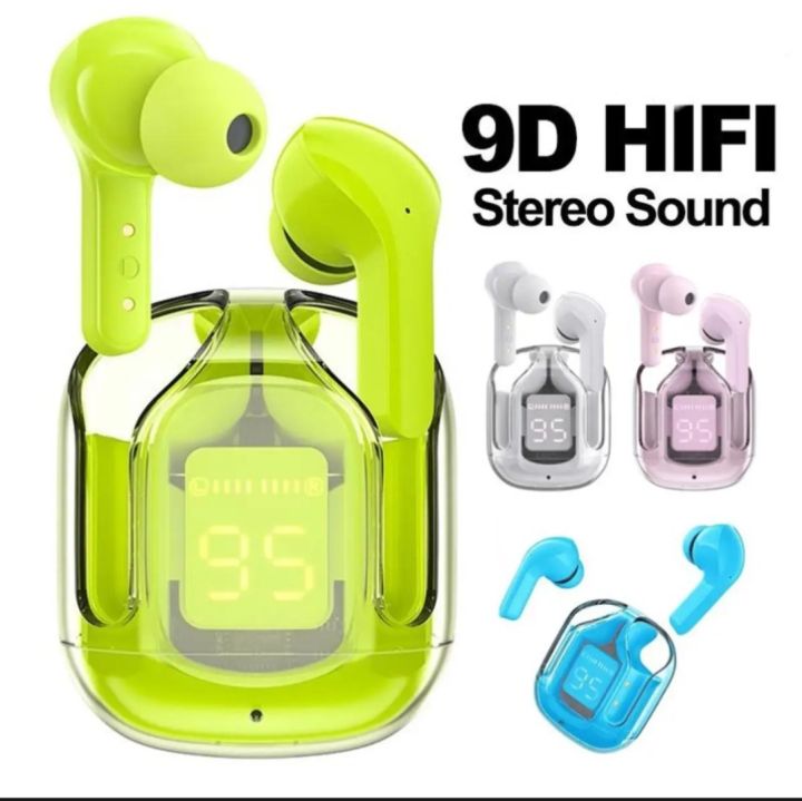 Air 31 Earbuds Wireless Crystal Transparent Bluetooth 5.3 Ear buds Wireless Headset Transparent Charging Case Heavy Bass Stereo Earphones Noise Reduction Sports Headset with Microphone Waterproof Headphone LED Digital Display
