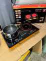 SILVER CREST Infrared Double Burner, 7000W(3500W Each) Electric Hot Plate and Portable Stove with 7.75" Each , Infared cooker,Hot Plate Induction Cooker Touch Panel Effective and Constant Temperature Control Smart Cooking Safe and Energy Saving Easy to Cl. 