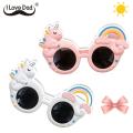 Rainbow Unicorn Kids Boys Girls Sunglasses Kids Round Colorful Rainbow UV Protect Sun Glasses Birthday Party Eyewear Accessories. 