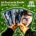 20 Pcs Postcards Bundle | Black Aesthetic - Wall Decoration. 