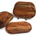Acacia Oblong Cutting Board - Wooden 17" x 9" Face Grain Kikar Wood Chopping Board. 