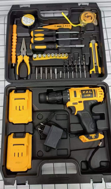 Cordless Imported drll machine with all accessories and tools - Tool kit for homes - ZZL 12V Cordless Drill Machine Kit - Dual Battery Gear box 32 Pieces Rechargeable Drill and tool kit Multifunction Mini Screwdriver Bits Socket Battery