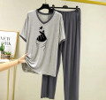 Ghulam Traders Night Dress for Girls Dress for Girls Nighty for girls full hot womens sleepwear ladies Loungewear womens nightwear Ladies nightdress sleepwear and Loungewear Plain Grey V/Neck Night Wear For Women. 