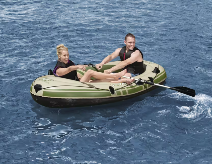 Bestway Hydro-Force Voyager 300 Inflatable River Boat w/Built-in Fishing Rod Holders, Tan