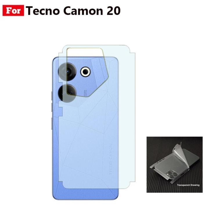 Tecno Camon 20 Back Matte Protector Anti-Slip Soft Skin Sheet Film With Sides Cover Protection Carbon Fiber For tecno camon20 - Transparent