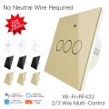 EU 86 Version WIFI+RF433 Smart Light Switch No Neutral Wire Single Fire Smart Life/Tuya App Works With Alexa Google Home Easy To Use. 