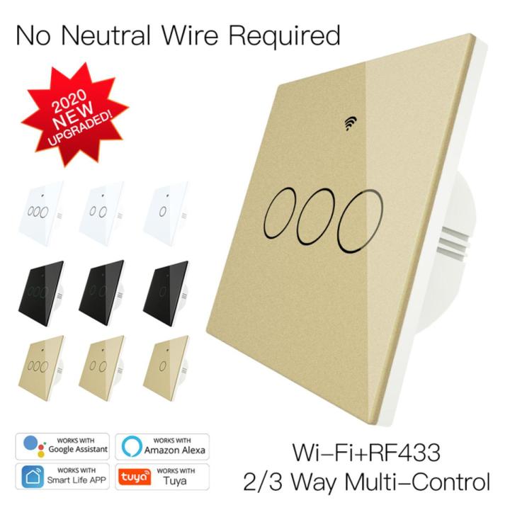 EU 86 Version WIFI+RF433 Smart Light Switch No Neutral Wire Single Fire Smart Life/Tuya App Works With Alexa Google Home Easy To Use